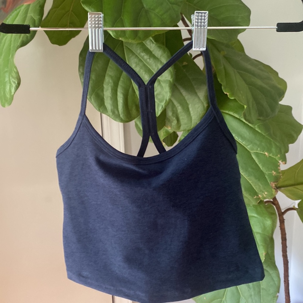 Beyond Yoga Spacedye Slim Racerback Cropped Tank in Navy